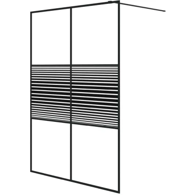 Image of vidaXL Walk in Shower Wall Black 140x195 cm Clear ESG Glass