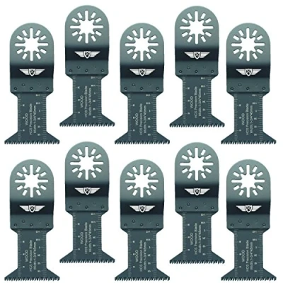 Image of 10 x 44mm TopsTools UN44J_10 Coarse Wood Cutting Blades Compatible with Bosch Fein (Non StarLock) Makita Milwaukee Einhell Ergotools Hitachi Parkside Ryobi Worx Workzone Multi tool Accessories