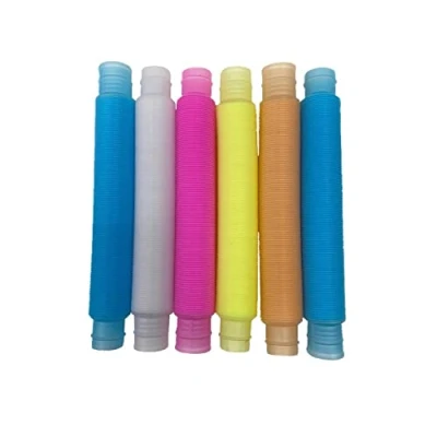 Image of Playlearn Luminous Pop Tubes Fidget Toy for Stress And Anxiety Relief Boys Girls 6Pcs Sensory Elastic it Tube Kids Party Favours