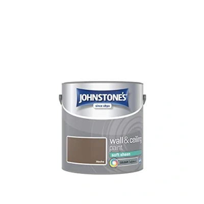 Image of Johnstone&#039;s Wall &amp; Ceiling Paint Mocha Soft Sheen Finish Emulsion Fantastic Coverage Easy to Apply Dry in 1 2 Hours 12m2 per Litre 2.5L