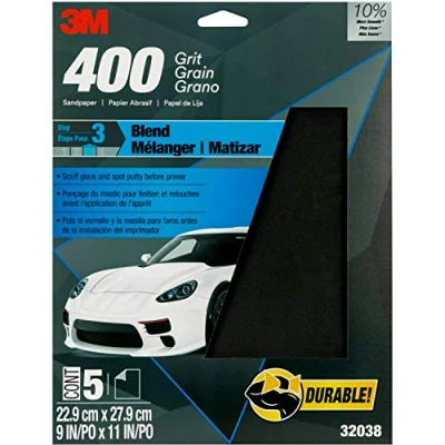 Image of 3M Wetordry Sandpaper, 32038, 400 Grit, 9 in x 11 in, 5 Sheets Per Pack