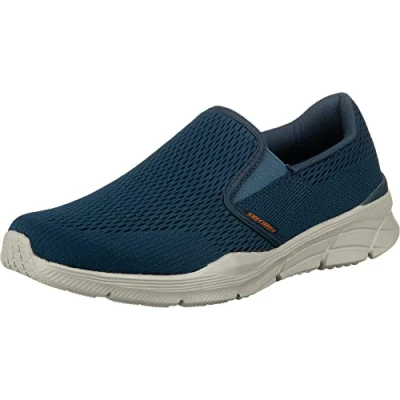 Image of Skechers Men&#039;s 232016 EQUALIZER 4.0 TRIPLE PLAY Trainers, Navy Engineered Mesh/Orange Trim, 10 UK