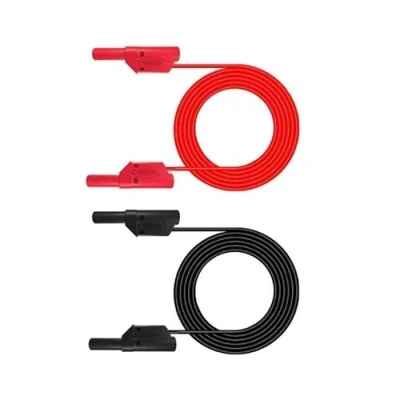 Image of Aofan 2Pcs 4mm Double ended Stackable Multimeter Banana Plug Test Leads Wire for Laboratory Electric Testing 1m(Black &amp; Red)