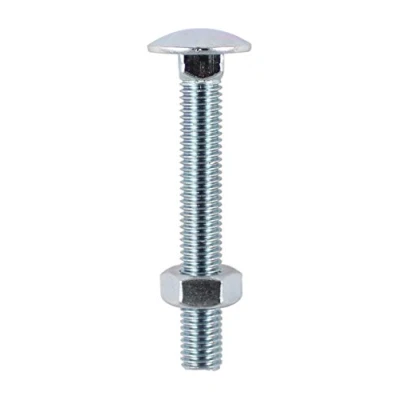 Image of TIMCO BZP Carriage Bolt with Hex Nut M6 x 130 Zinc Box of 50