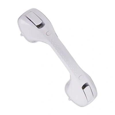 Image of Relaxdays Suction Grab Handle, Shower &amp; Bath, Max. Load 70 kg, for the Elderly, Disability Aid, Premium, White/Grey, 80% plastic 20% rubber, 40 x 10.5 10 cm