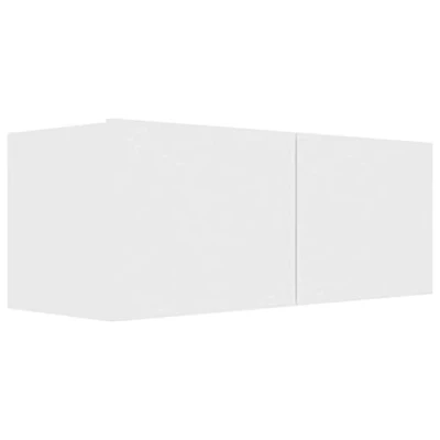 Image of vidaXL Wall Mounted TV Cabinet in White 80x30x30 cm Engineered Wood Compact Design with 2 Compartments Easy to Assemble Perfect for Living Room or Bedroom