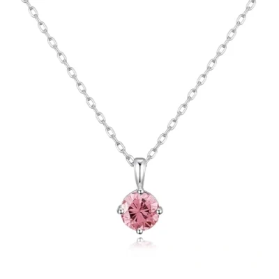 Image of Philip Jones Sterling Silver October (Tourmaline) Birthstone Necklace Created with Zircondia® Crystals
