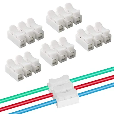 Image of QitinDasen 60 Pcs CH3 Spring Wire Connectors, Quick Cable Connector Terminal Block, Electrical Clamp Block Connector, No Screw Welding