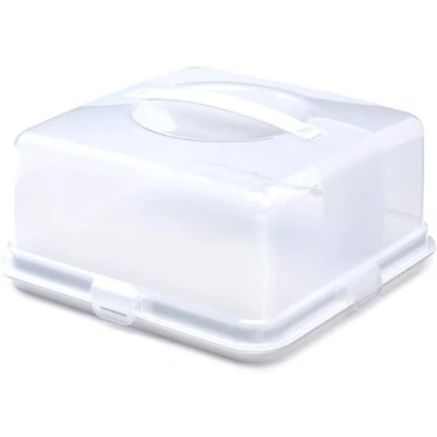 Image of shopior Airtight BPA free Plastic Reusable Storage Cake Box Portable Takeaway Food Container with Lid Carrier Handle Lockable Cover Multipack (Plastic, Single Square)