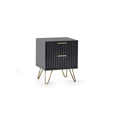 Image of Julian Bowen Murano Lamp Table Matt Black, Mdf And Particleboard, Height: 55, Width: 45, Depth: 40cm