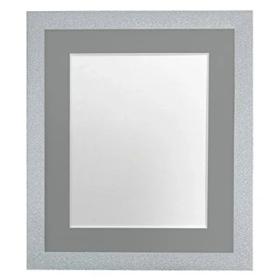 Image of FRAMES BY POST Glitz White Picture Photo Frame with Dark Grey Mount 10 x 8 Image Size 6 Inch Plastic Glass