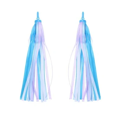 Image of Deolven Kids Scooter Streamers,2 Pack Coloured Bicycle Tassel Bike Handlebar Ribbo for Children Baby Girl Boy Accessories 27CM Blue Purple White Mixed