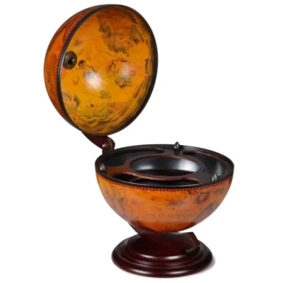 Image of vidaXL Tabletop Globe Wine Bar Stand Retro Farmhouse Style Wooden Beverage Cabinet with Storage for Bottles and Glasses 16th Century Nautical Map Design