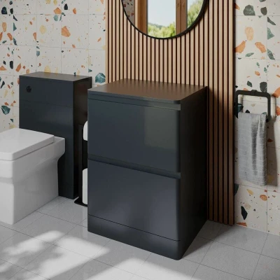Image of Regis Forma Anthracite Grey Freestanding Countertop Vanity Unit without Basin 600mm