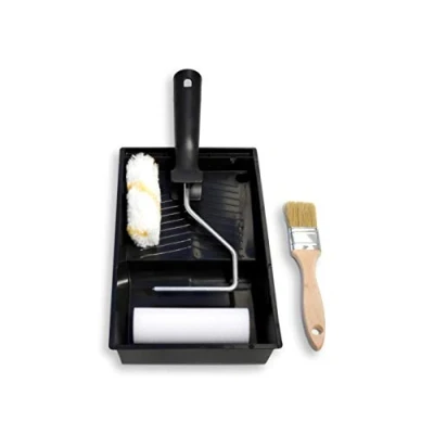 Image of Tecno Prodist TECPINT Enamel Kit 2 Mini Non Drip Paint Brush Ideal for Lacquering Metal, Wood and Professional Quality Rollers 11 cm 40 mm Bucket