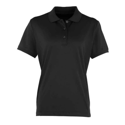 Image of Premier Womens/Ladies Coolchecker Pique Polo Shirt (Black) Size 18 UK