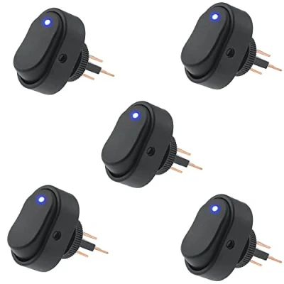 Image of CENPEK 5Pcs Waterproof LED Lighted Rocker Switch Toggle 12V 30A SPST 3 Pin On Off Blue Round Dot for Car Boat Marine