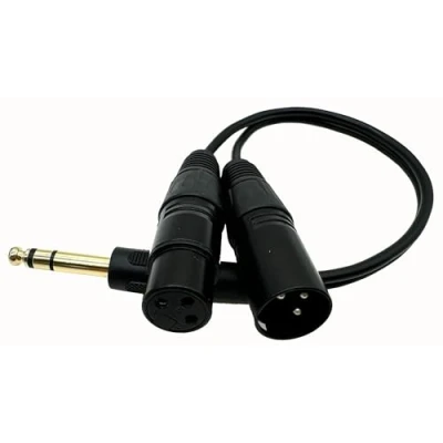 Image of Halokny 1/4 to XLR Splitter Cable, 6.35mm (1/4inch) TRS Male 3Pin and Female Microphone Stereo Unbalanced Audio Converter Adapter Y Cable 1FT/30CM (TRS)