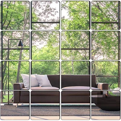 Image of KimDaro Mirror Wall Stickers Non Glass Plastic 3D Hexagon Acrylic Decor Self Adhesive Tiles (15 pcs 20cmx20cm)