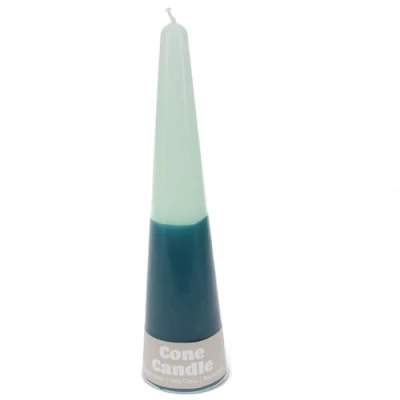 Image of Tall Two Colour Cone Candle Dark Blue Mint Green