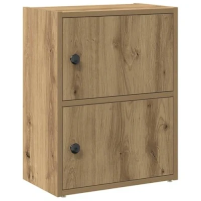Image of vidaXL engineered wood bookcase/storage cabinet oak 40x24x52 cm office/living room decor
