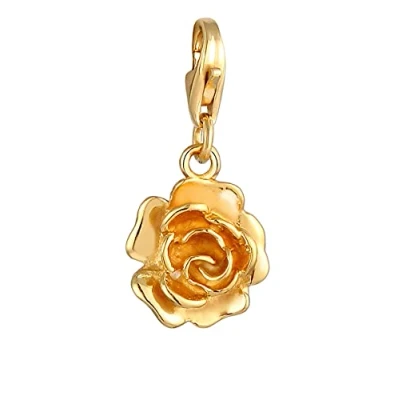 Image of Nenalina Golden Rose Lobster Clasp Charm Pendant for Bracelet 925 Sterling Silver 0403482020, Silver, Crystal
