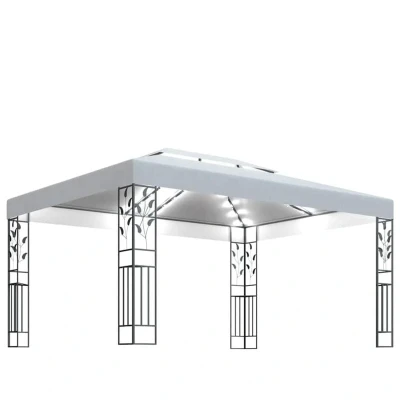 Image of vidaXL Gazebo with Double Roof&amp;LED String Lights 3x4 m White