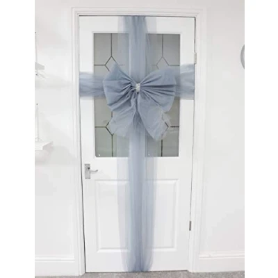 Image of Toyland® DIY Decorative Door Bow With Diamante Decoration Wedding/Parties/Christmas (SILVER)