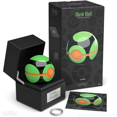 Image of The Wand Company Original Poké Ball Authentic Replica Realistic, Electronic, Die Cast with Display Case Light Features Officially Licensed by Pokémon (Dusk Ball)