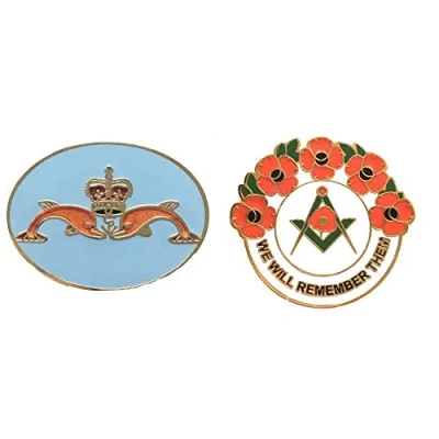 Image of Smartbadge® Royal Navy Sub Mariners Military Badge And Masonic We Will Remember Hard Enamel Lapel Pin Badges