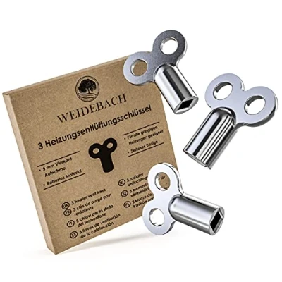 Image of 3X WEIDEBACH® Radiator Bleed Keys, for All radiators Valve Key, Robust &amp; Stable, Reduces Noises, Bleeder