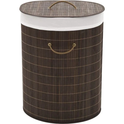 Image of vidaXL Bamboo Laundry Bin Oval Dark Brown