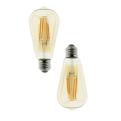 Image of Blaupunkt Vintage Filament LED Bulb ST64 E27 Amber Light 8W Room Lighting Replacement of 50W Warm White 2300K 806 Lumens Decorative Retro Class A+ Pack 2