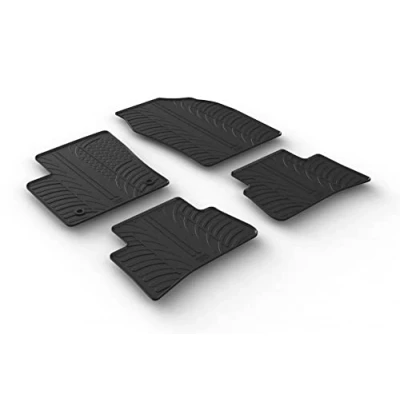 Image of Gledring Rubber car mats set (LHD) compatible with Toyota C HR 2016 2023 (T profile 4 pieces + mounting clips)