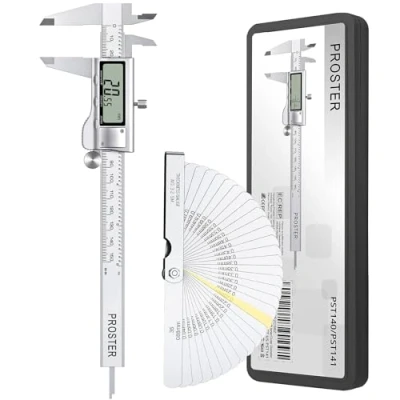 Image of Proster Vernier Caliper Kit 150mm/6Inch Digital with Feeler Gauge Fractions/Inch/Metric Measuring Tool for Length Width Depth Diameter