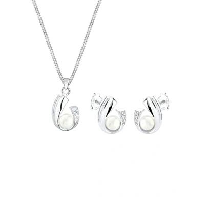 Image of DIAMORE Elli DIAMONDS Jewellery Set Women with Freshwater Pearls and Diamond (0.04 ct.) in 925 Sterling Silver