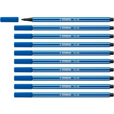 Image of Premium Fibre Tip Pen STABILO 68 Pack of 10 Dark Blue