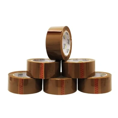 Image of simpa Packaging Tape Heavy Duty Strong Adhesive Secure Sticky Pack of 6 Rolls Brown 100m x 48mm