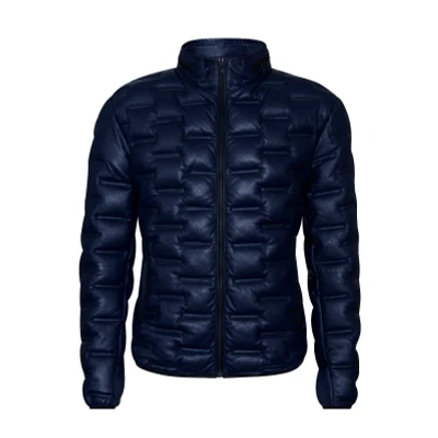 Image of Infinity Leather Mens Puffer Quilted Bomber Jacket Recife Navy Size X Large