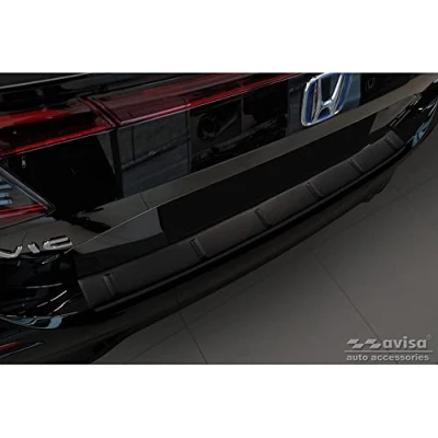 Image of Avisa Black Stainless Steel Rear bumper protector compatible with Honda Civic XI HB 2022 &#039;Ribs&#039;