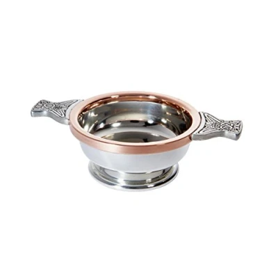 Image of Wentworth Pewter Standard and Copper Quaich Whisky Tasting Bowl Loving Cup Burns Night