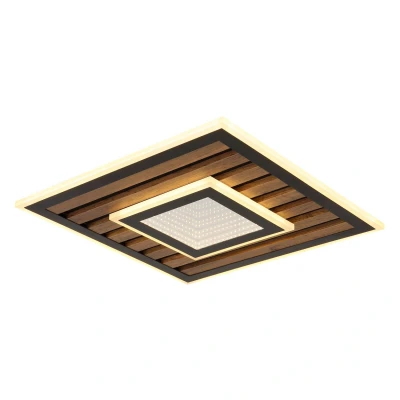 Image of Woody 40cm Integrated LED Semi Flush Ceiling Light Matt Black 3000K