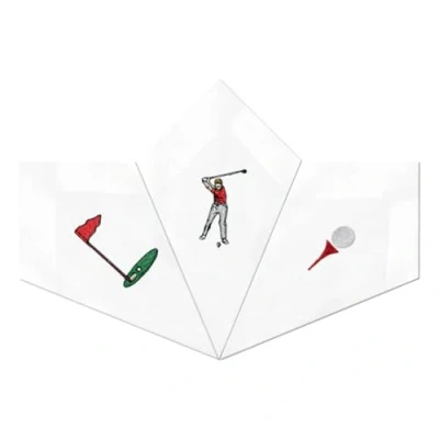 Image of Warwick &amp; Vance Pack Of 3 Mens/Gentlemens Golf Embroidery Handkerchiefs With Satin Stripe Borders, 100% Cotton, 40 x 40cm