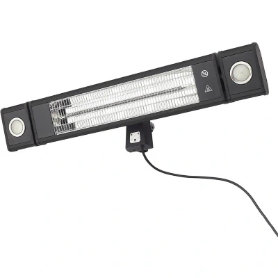 Image of Litecraft Outdoor 1800W Radiant Patio Heater Wall Mount With LED Lights Black