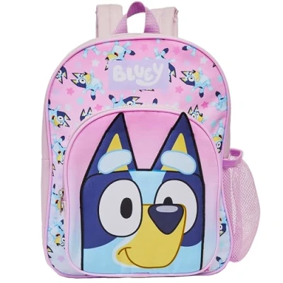 Image of Bluey Backpack Kids School Bag Childrens Boys &amp; Girls Nursery Rucksack Pink