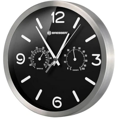 Image of Bresser Wall Clock, Metal, Black, 250x250mm