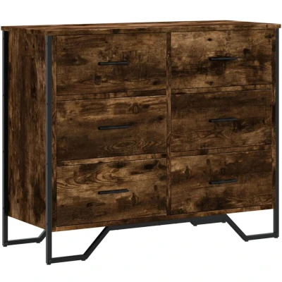 Image of vidaXL Chest of Drawers Smoked Oak 91x35.5x74.5 cm Engineered wood