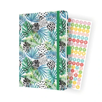 Image of SIGEL J4355 Jolie Weekly planner 2024, Green Jungle Fever, 13,5 x 20,3 cm, hardcover, 174 pages, Green, light Blue