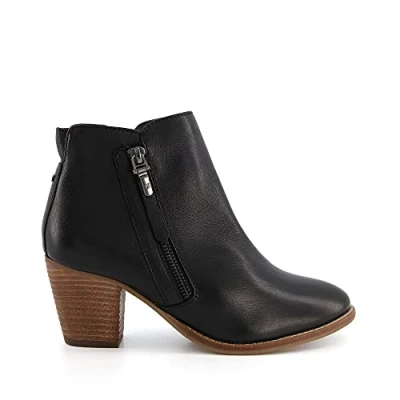Image of Dune Ladies Paice Western Ankle Boots Size UK 3 Stacked Heel Black