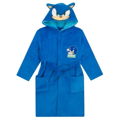 Image of Sonic THE HEDGEHOG Boys Dressing Gown Fluffy with 3D Ears Gowns for Kids Blue 7 8 Years